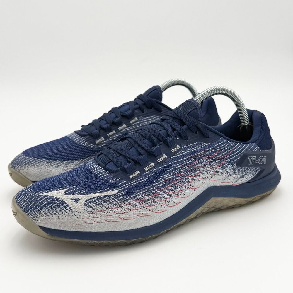 Mizuno TS-01 Knit Lace Up Blue and White Trainers Sneakers - Men’s US Size 9 / E